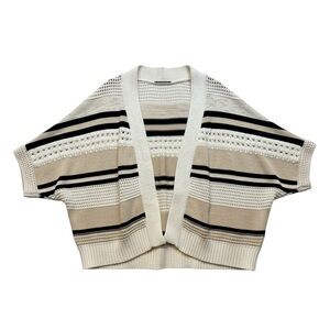 Tahari Women’s Striped Cream and Black Cardigan size Large NWT